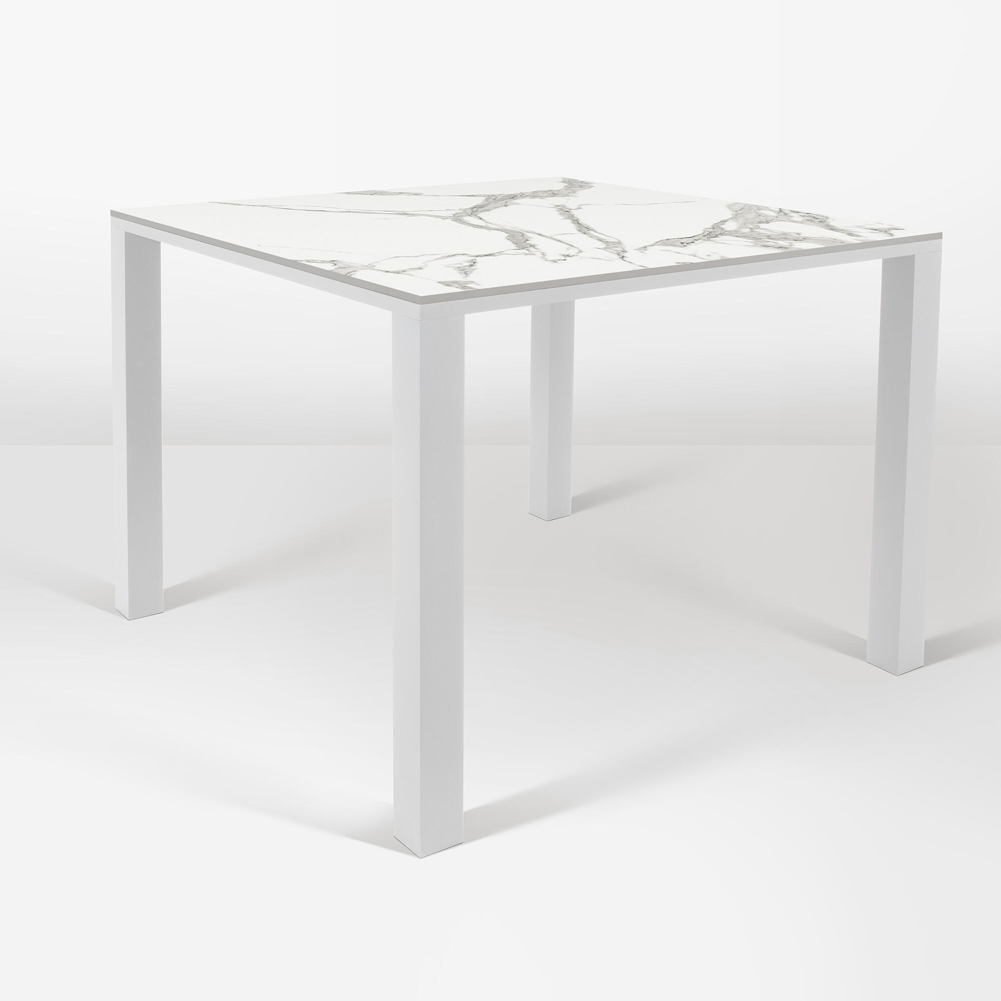 Mesa auxiliar de jardín de aluminio mika blanco de 90x73x90 cm