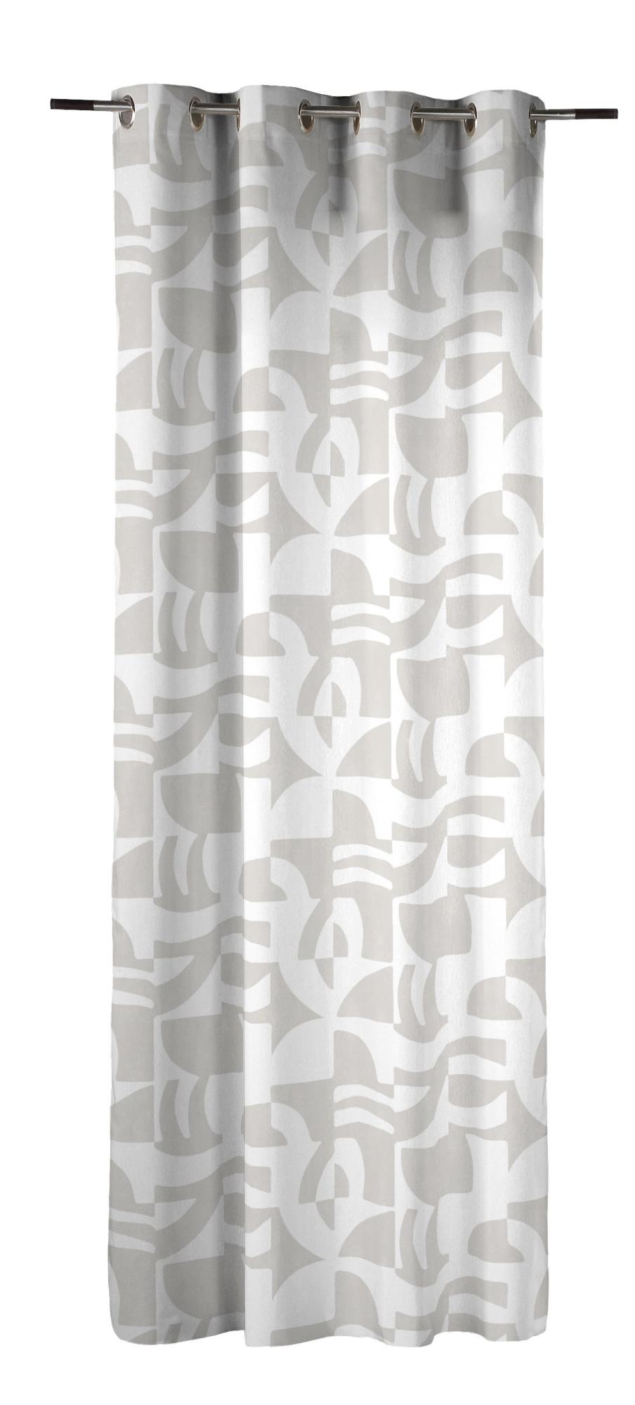 Visillo ollaos benares algodón abstracto gris y blanco de 140x270cm de la marca Sin marca