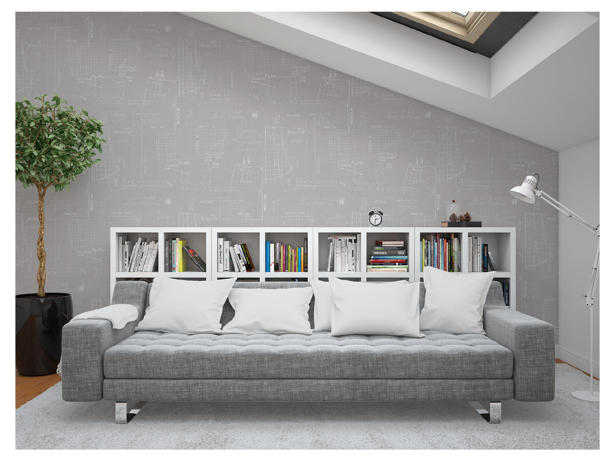 Papel pintado objetos gris de la marca VINELUS