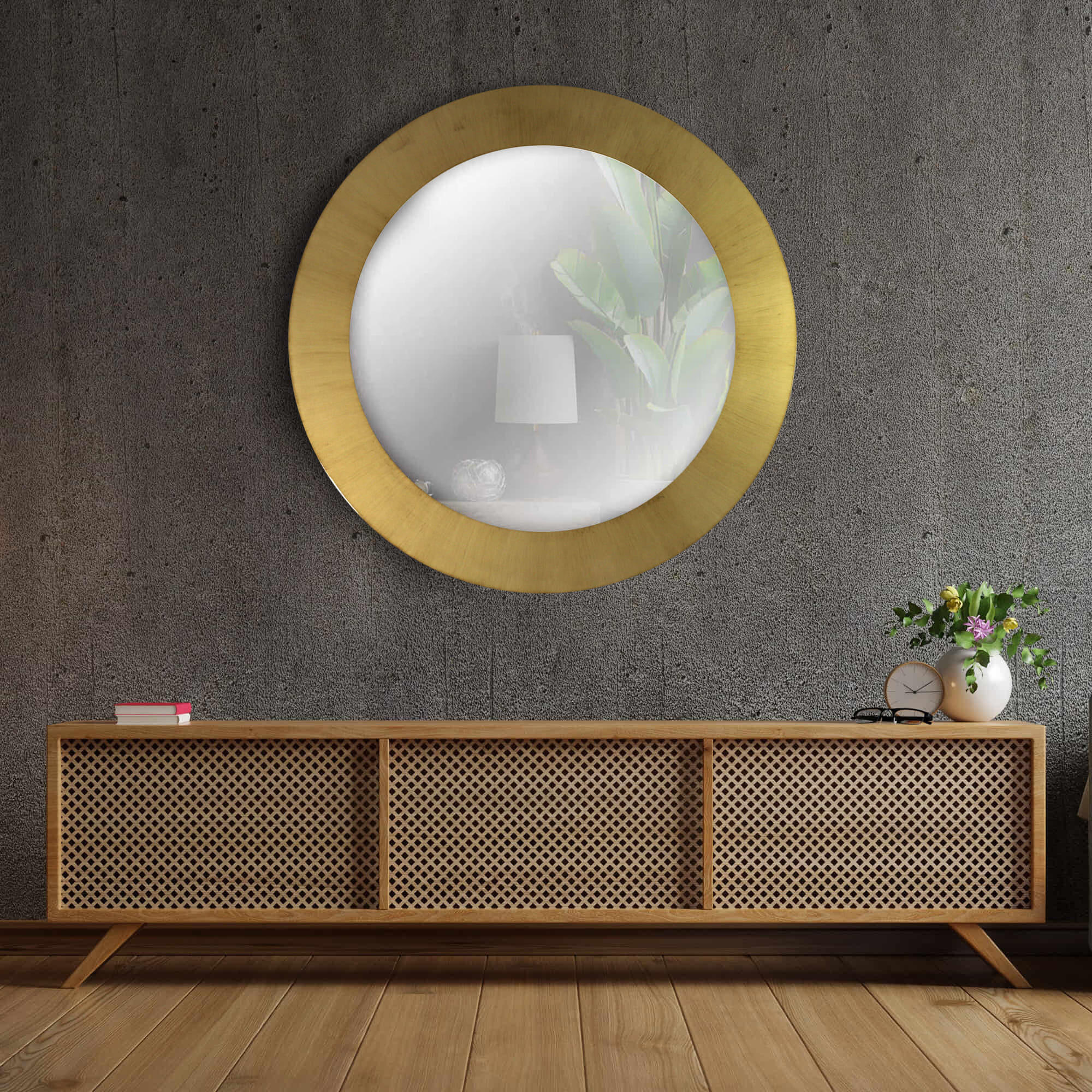 Espejo circular 70x70 cm oro