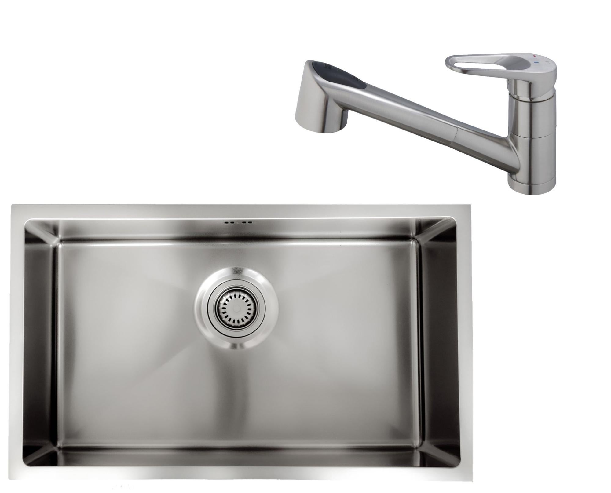 Conjunto fregadero luisa 76 inox 76x45 y grifo caño hztal+extra embla ii cr