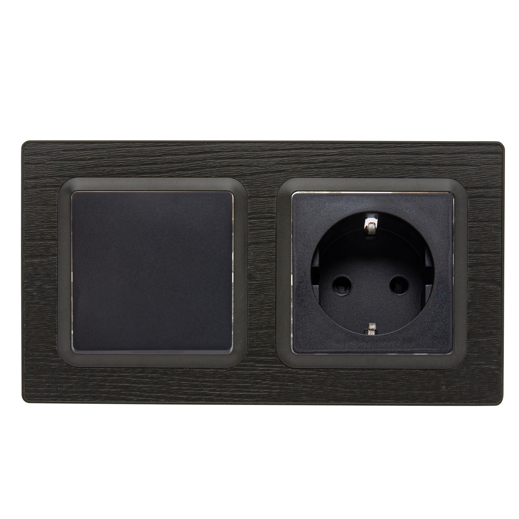 Enchufe e interruptor completo lexman luxia madera negro