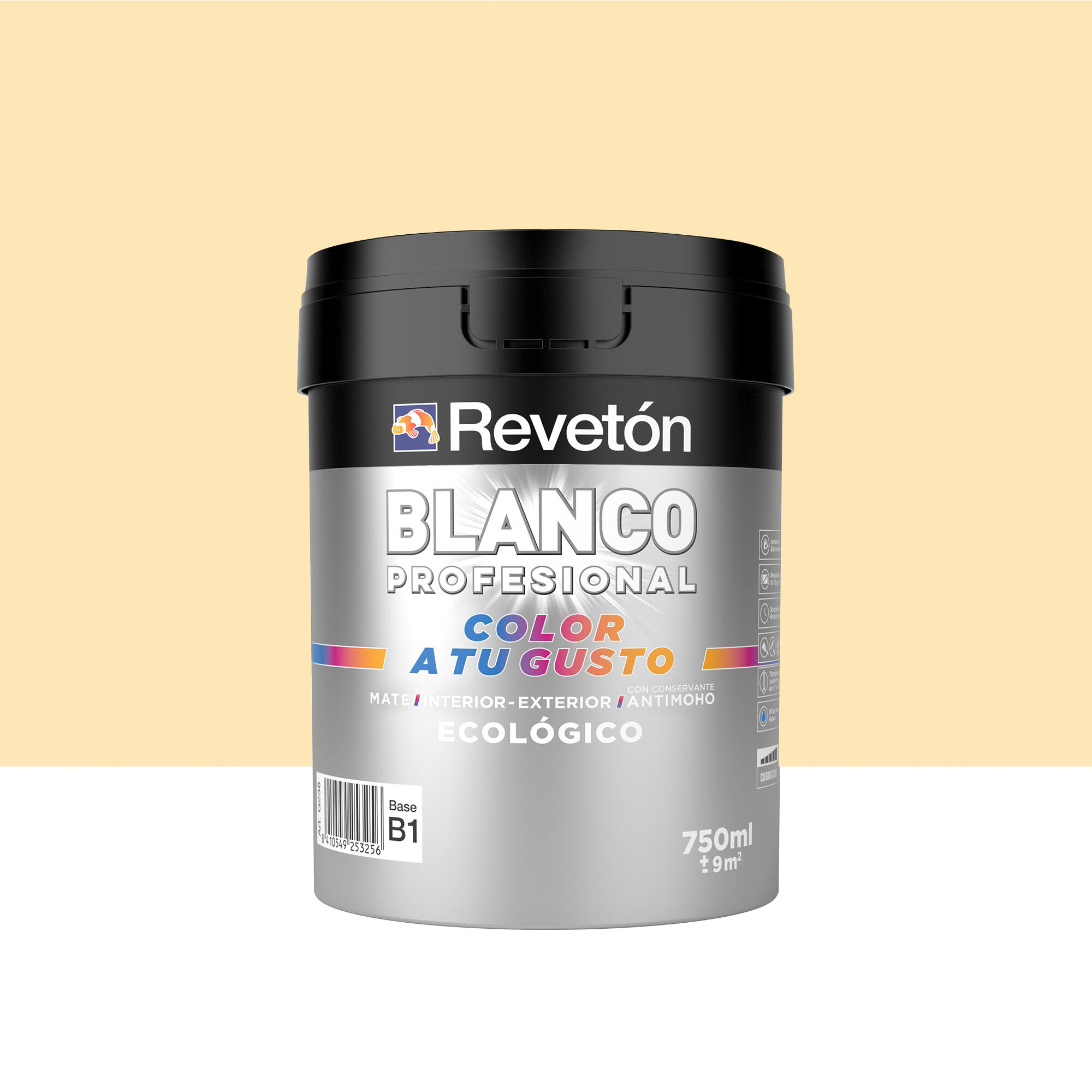 Pintura interior revetón color a tu gusto amarillo suave muy luminoso mate 0.75l