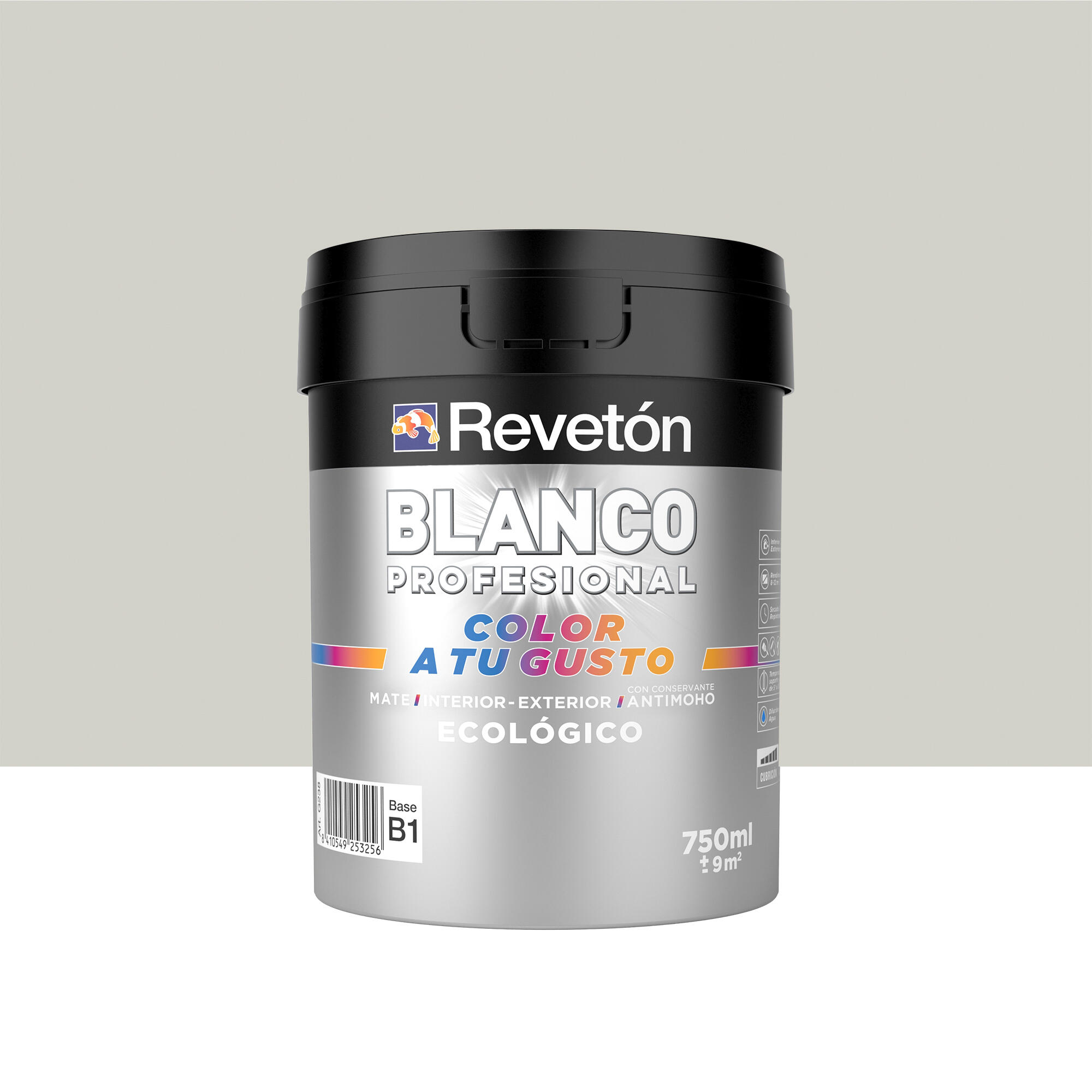 Pintura interior revetón color a tu gusto gris piedra suave luminoso mate 0.75l