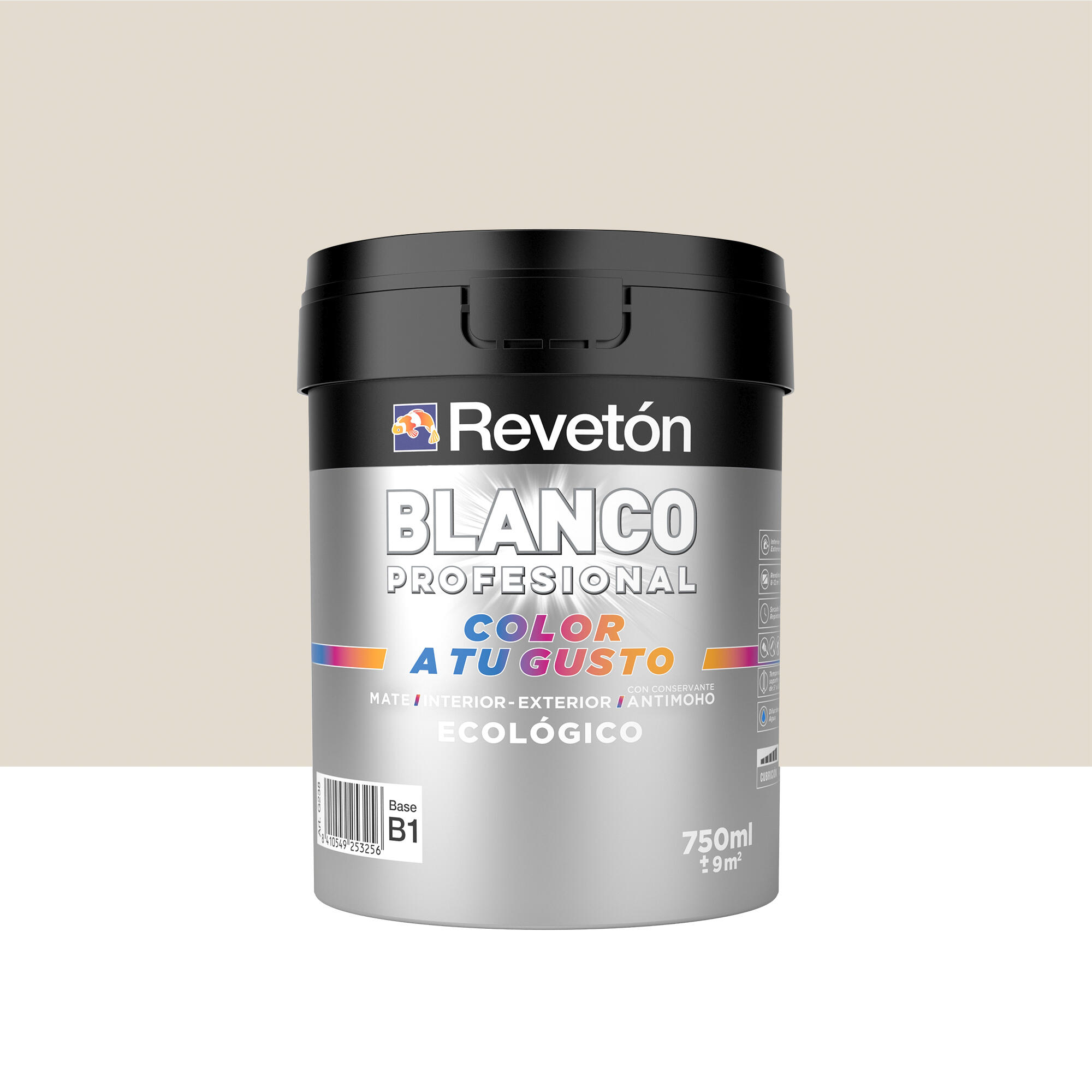 Pintura interior revetón color a tu gusto arena suave muy luminoso mate 0.75l