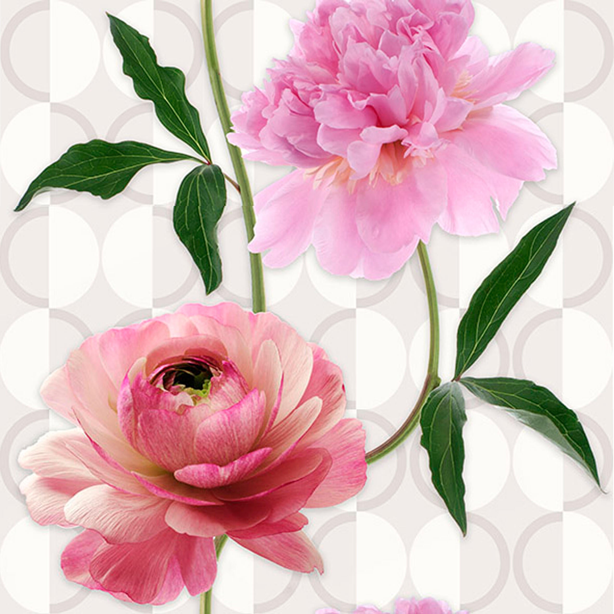 Pack de 3 baldosas decorado flores rosas 20x60 cm
