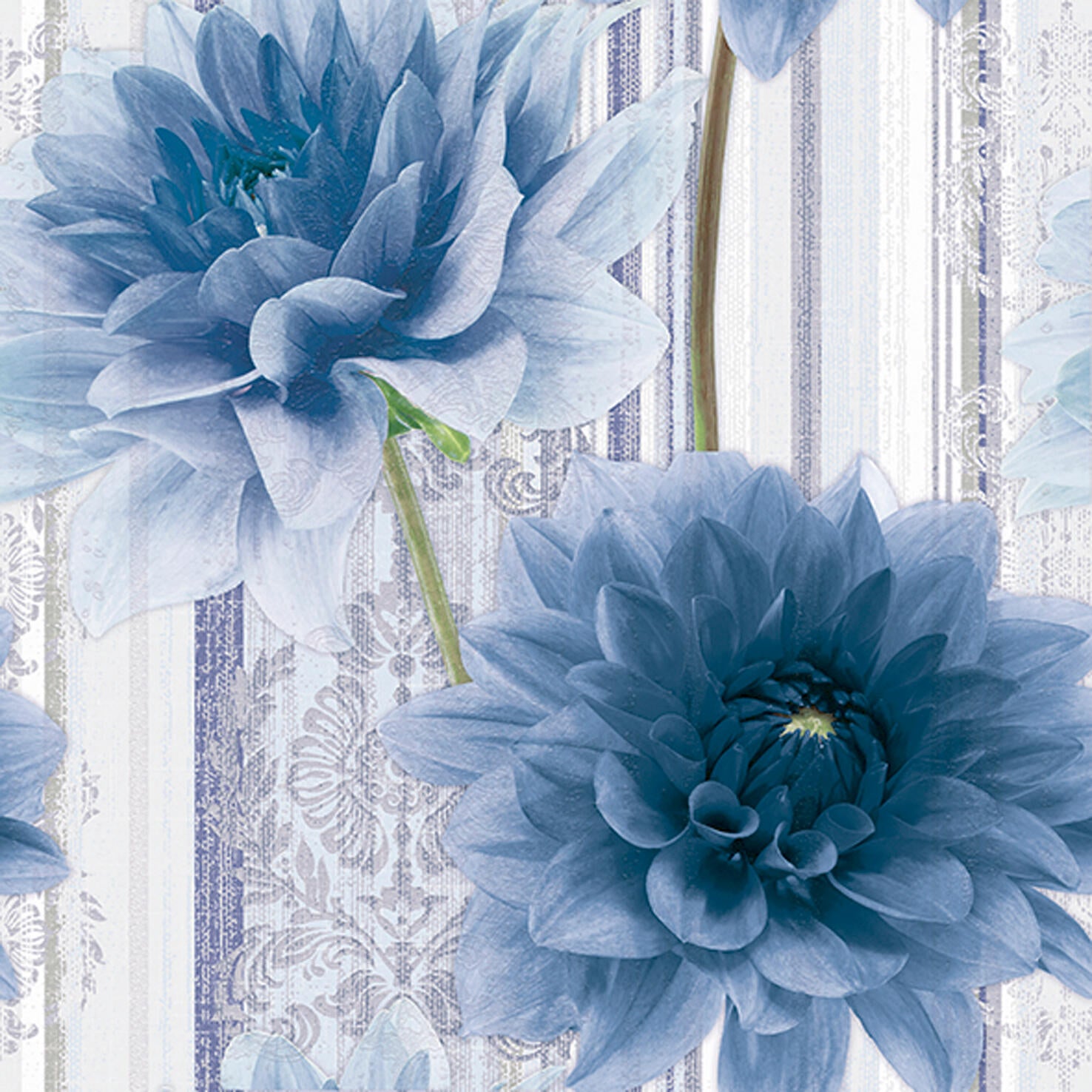 Pack de 2 baldosas decorado flores azul 20x50 cm