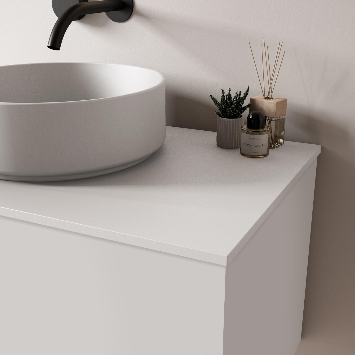 Encimera lavabo mia mineral blanco 61x46x1.2 cm