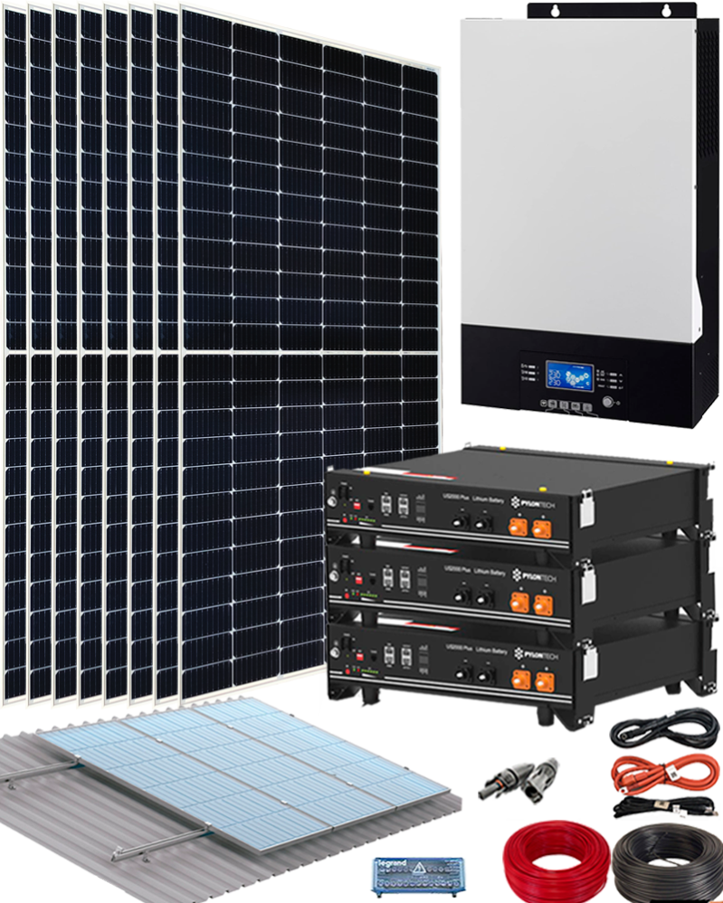Kit solar aislada con inversor de 5000w a 48v y baterías de litio pylontech