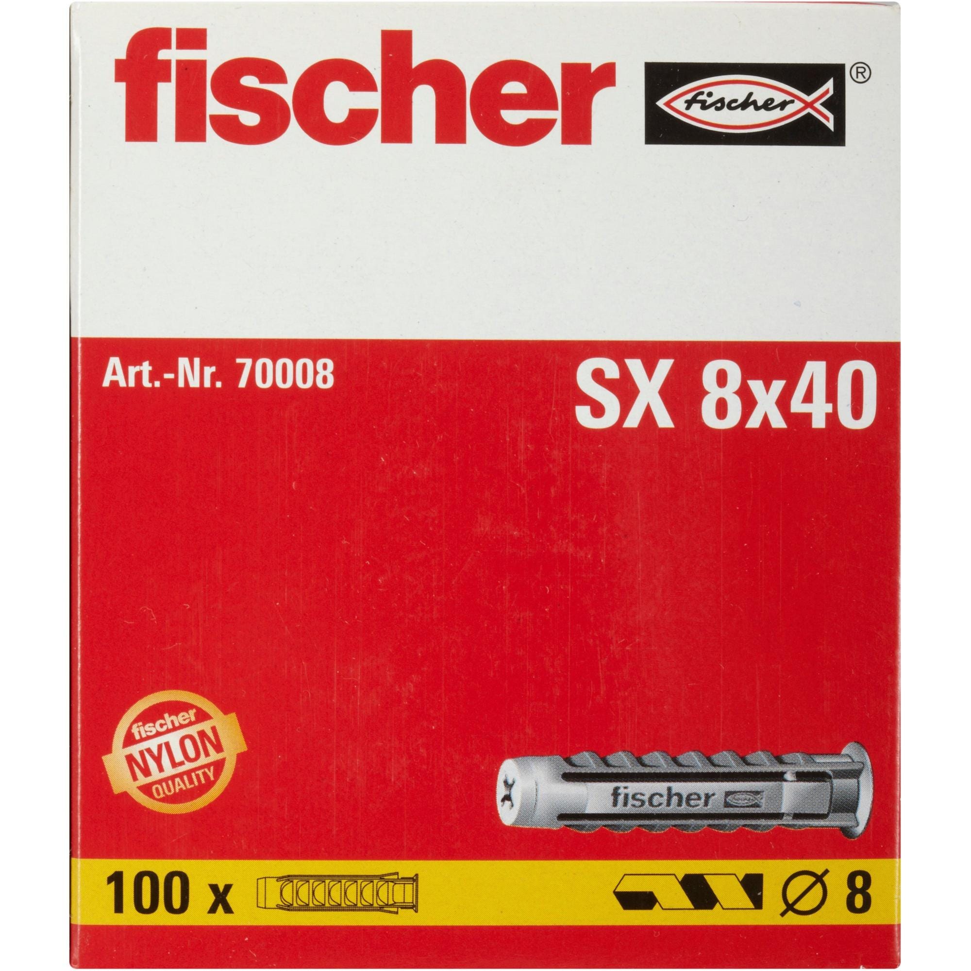 Boîte de 80 chevilles à expansion SX FISCHER 531029 Ø8 x 40 mm