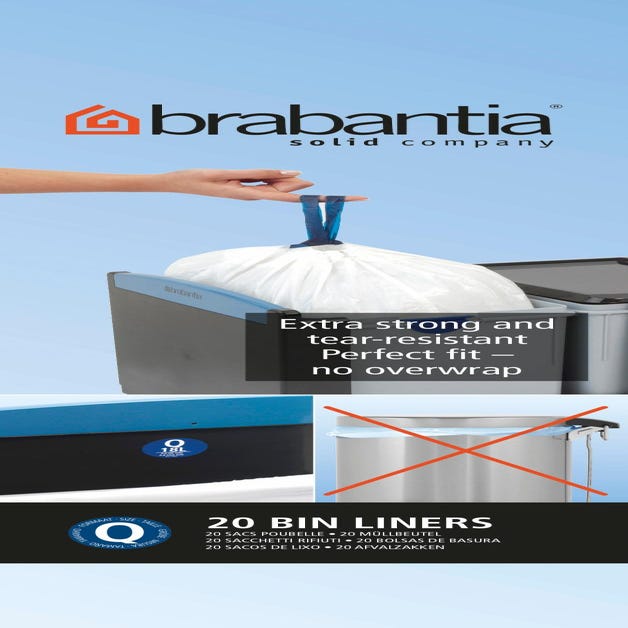 Brabantia Sacs poubelle 23-30L - Taille G, 20 sacs de 23-30L - Taille G