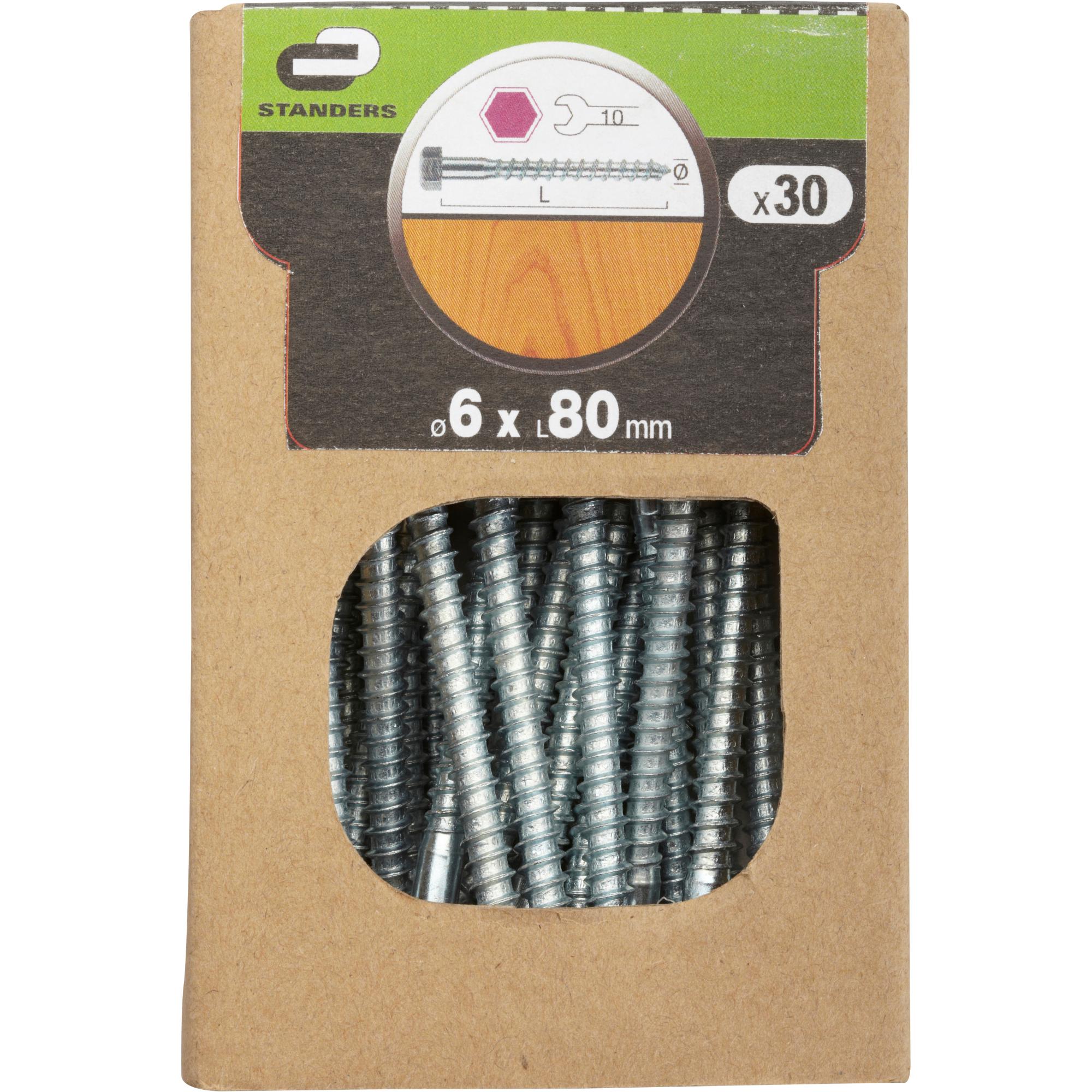 100 tirefonds bois à visser tête hexagonale 10 D. 6 x 110 mm zingué - TB06110 - Index