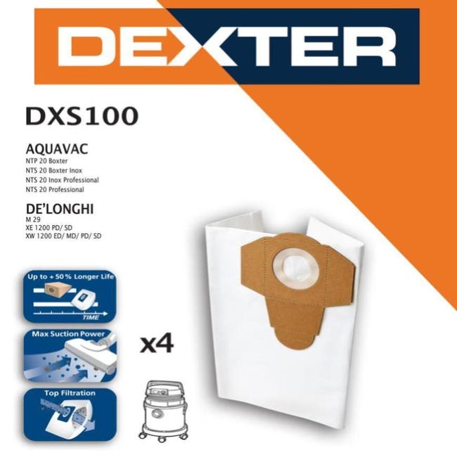 5x sacs d'aspirateur compatible avec Dexter VQ 1420SFD 20L, VQ