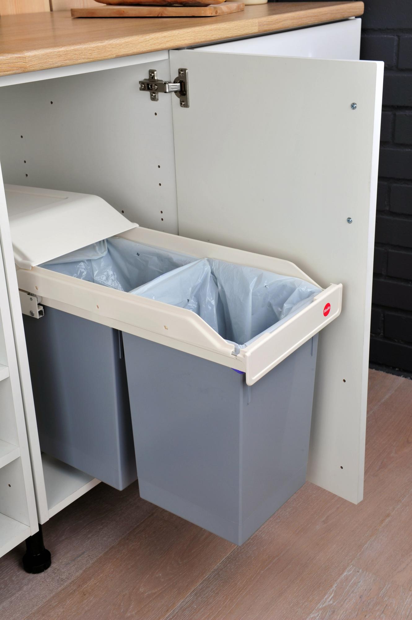 STOL Bac de collecte des déchets de cuisine suspendu - Lot de 2 poubelles  organiques-Weiß-grau