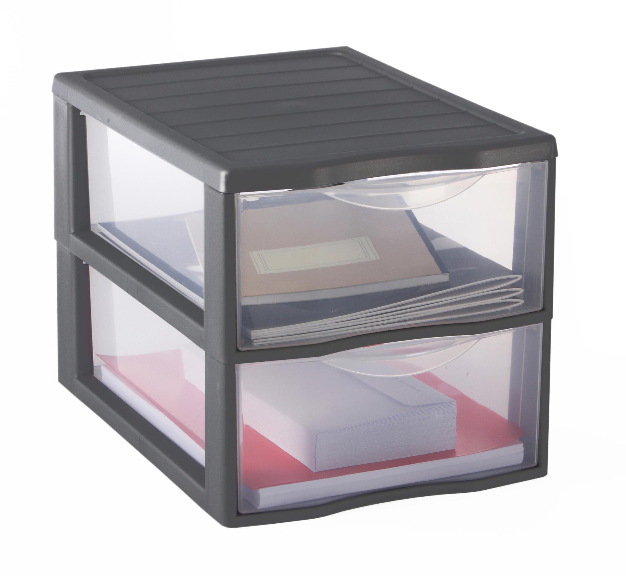 Mini boîte de rangement en plastique 3 tiroirs transparent
