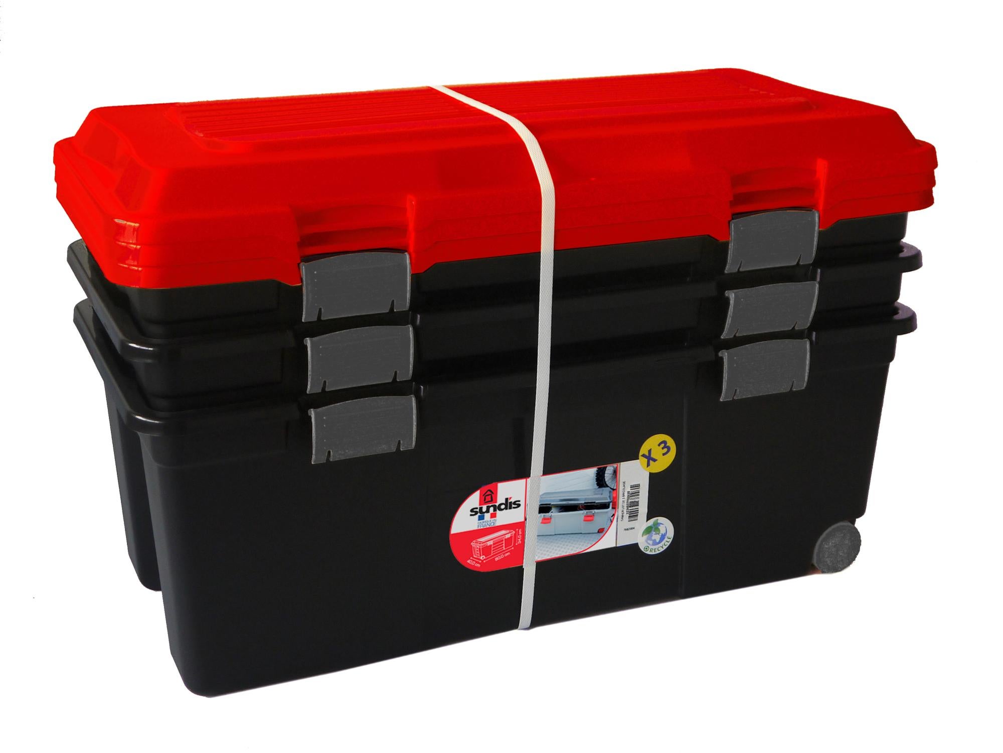 Lot de 3 malles Camper plastique , l.80 x P.40 x H.34 cm Leroy Merlin