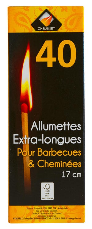 Allumettes longues, cheminées & barbecues ACTIFEU : la boite de 40 à Prix  Carrefour