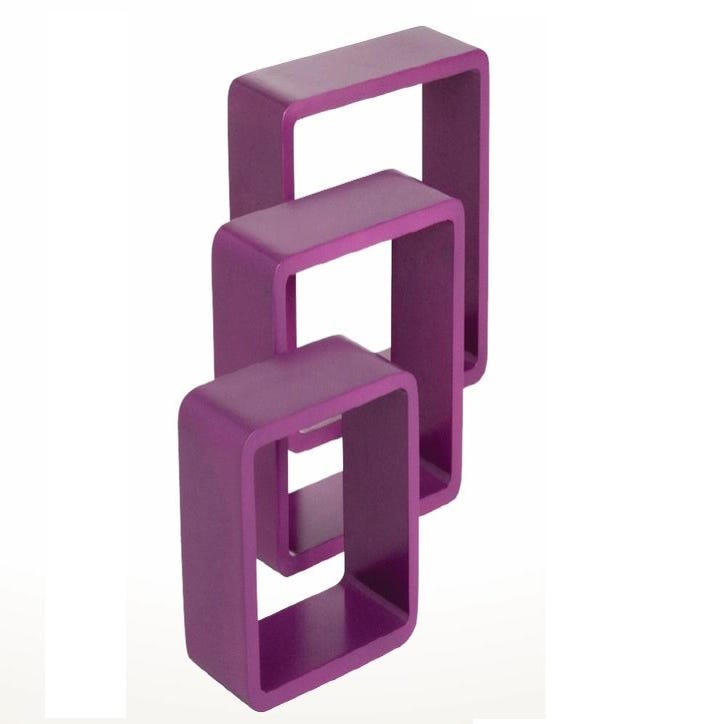 Etagère 3 cubes rose mat, L.28 x H.10 x P.10 cm, Leroy Merlin