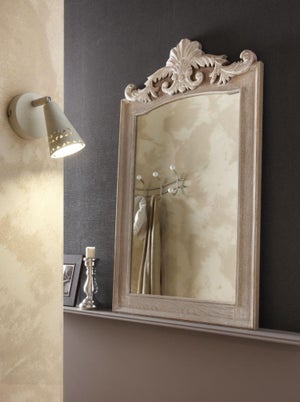 Miroir Mural 74x43cm Décor Bois Miroir Avec Cadre en Bois avec Crochet pour  Salon, Chambre ou Dressing