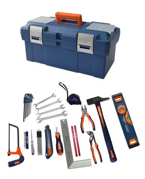 Relaxdays Boîte à outils vide, 5 compartiments avec poignée, métal,  verrouillable, caisse, HlP 21 x 53 x 20 cm, noire