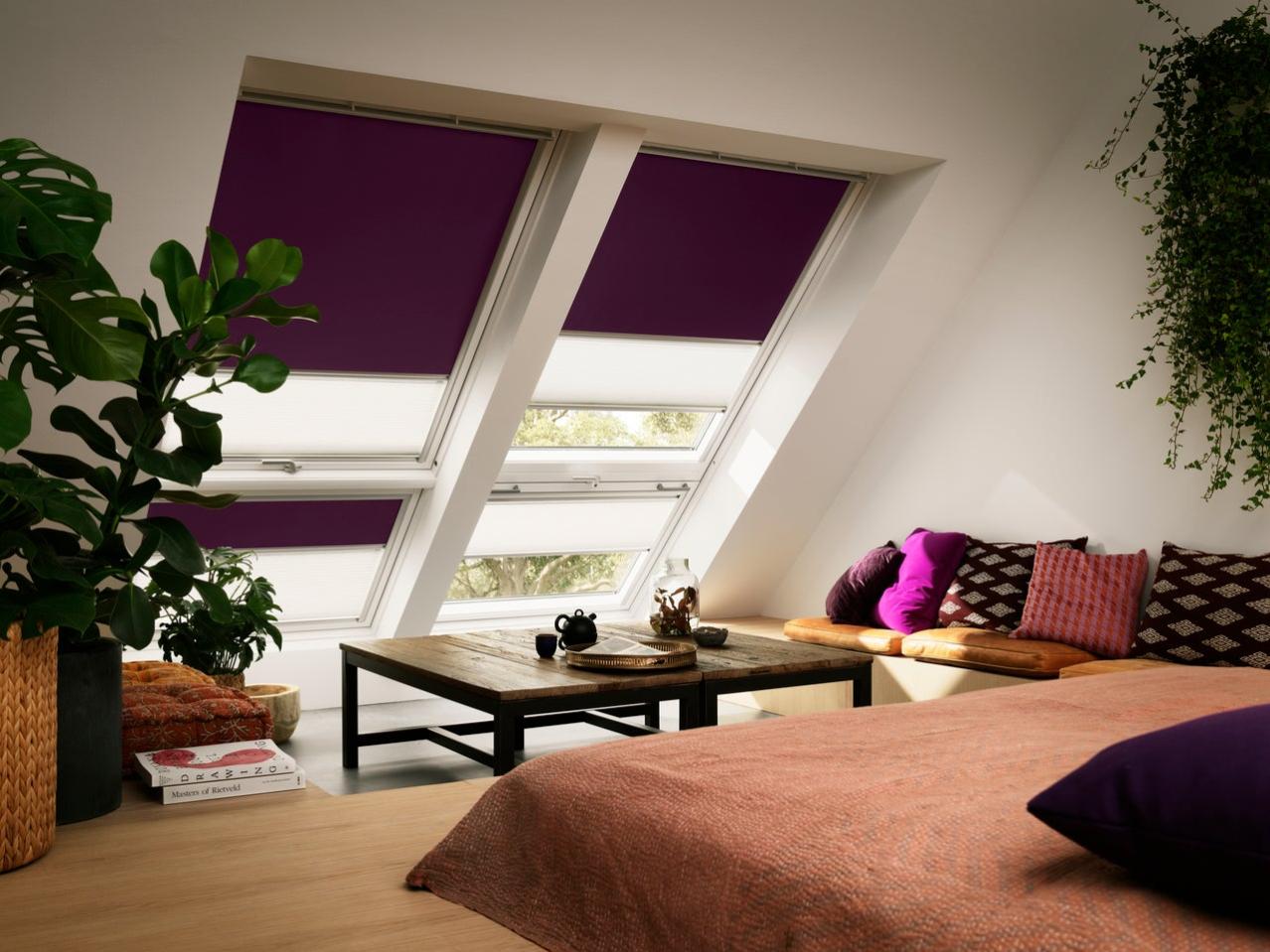 Store fenêtre de toit VELUX duo occultant plissé manuel cerise DFD MK04 Leroy Merlin