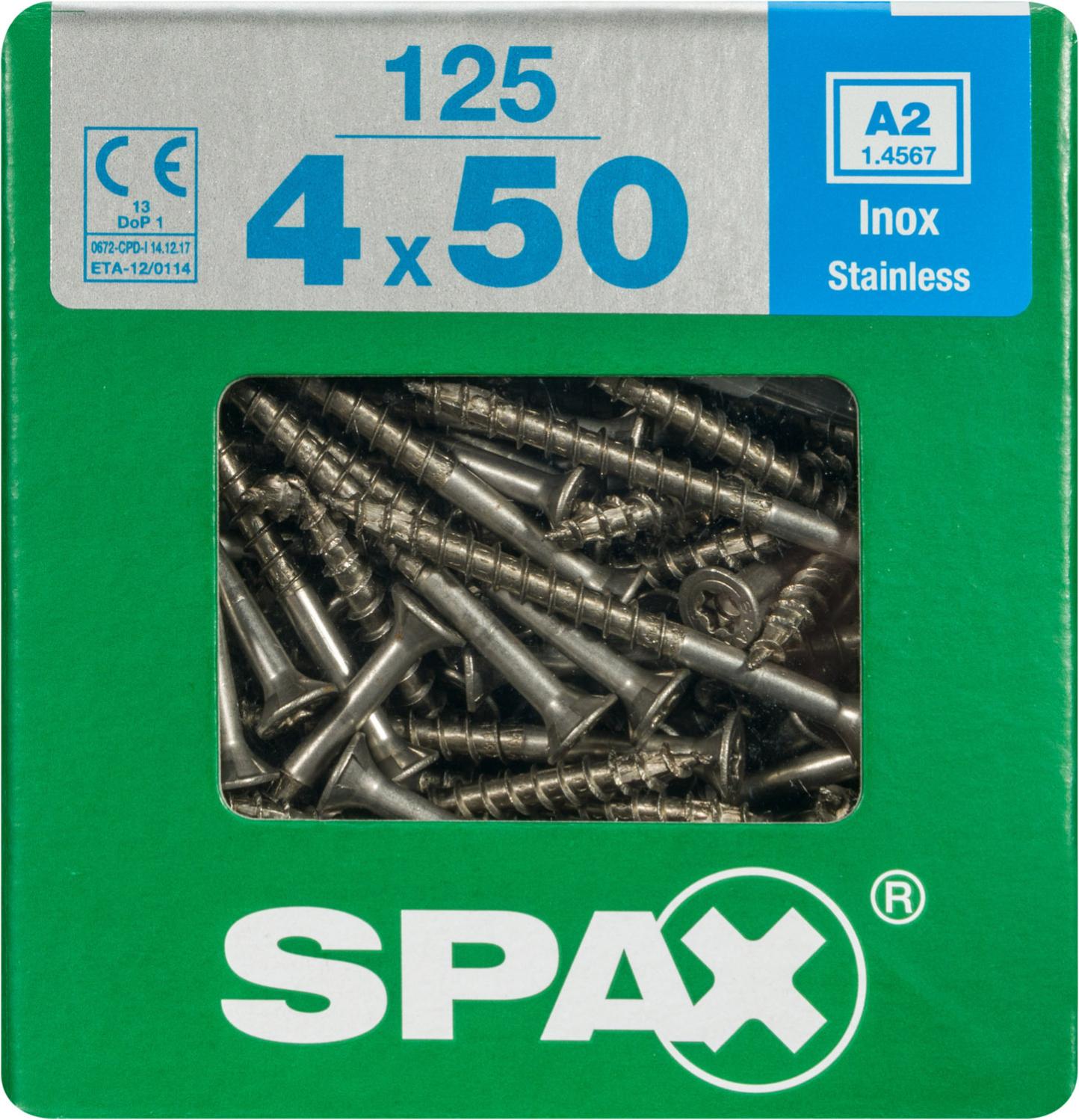 Spax Cond.200 Vis tete fraisee crantee type torx ou etoile pour terrasse-inox a2 Ø mm.5 Long mm.40 