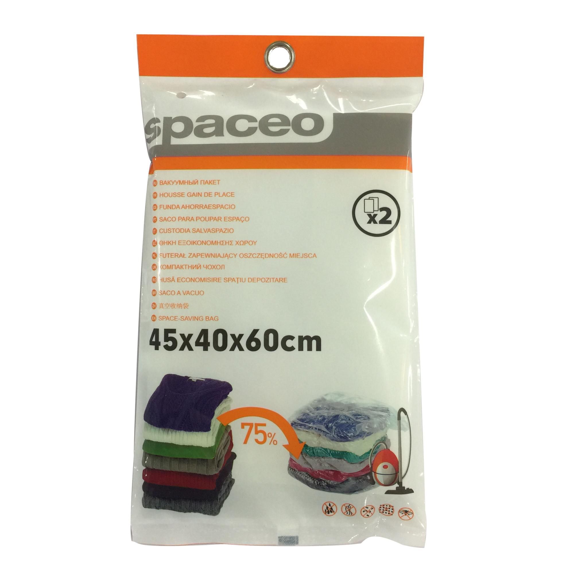 Lot de 2 sacs de rangement SPACEO translucide H.60 x l.45 x P.40