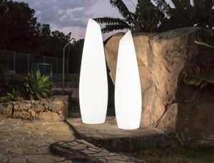 Lampadaire éclairage extérieur dimmable avec télécommande fumée cuivre extérieur  avec détecteur de mouvement lampadaire de jardin, plastique inox, 1x 8,5W  806lm blanc chaud, DxH 7,6x45 cm, lot de 2