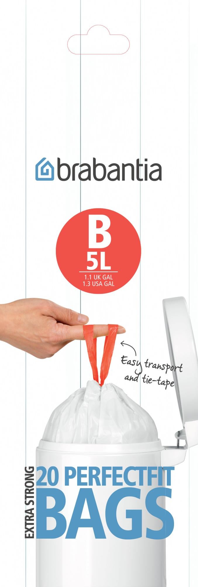 Brabantia Brabantia Poubelle 5 litre B 20bags Blanc – 311741 lot de 6 
