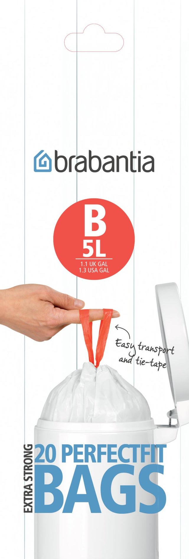 Brabantia PerfectFit sac poubelle avec fermeture code B, 5 litres, 10  rouleaux x 20
