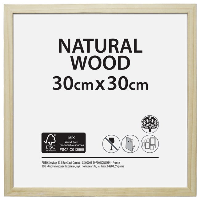 Cadre Brut, H.30 x l.30 cm, bois naturel brillant | Leroy Merlin