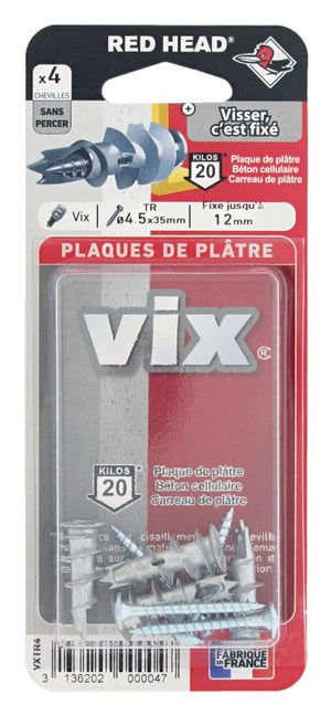 10 chevilles et vis visser RED HEAD Diam.13 x L.30 mm Leroy