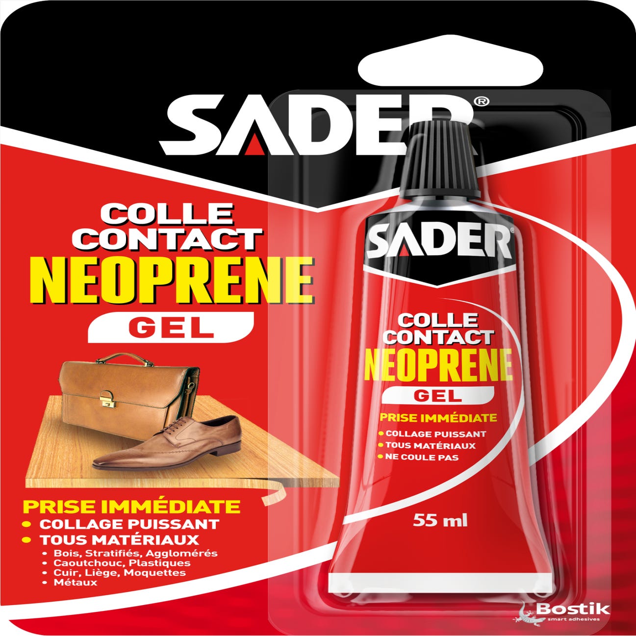 Colle gel contact néoprène SADER - Prise immédiate - 55ml - Espace Bricolage