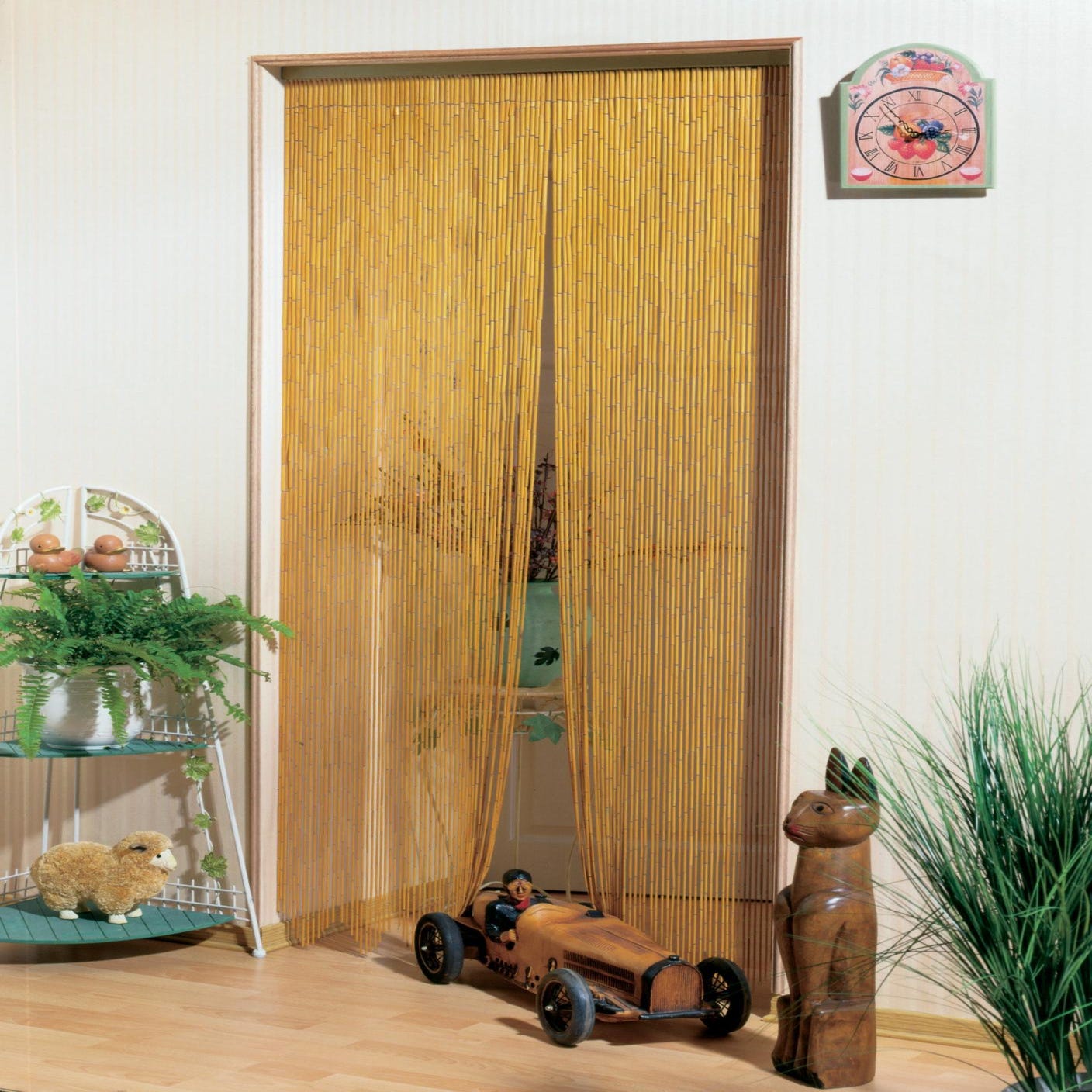 Rideau de porte en bambou, l.90 x H.200 cm, bambou naturel, E 148 naturel