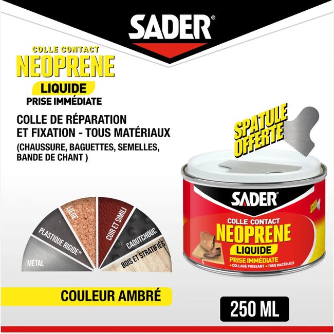 Colle néoprène liquide Multi-usages SADER, 250 ml