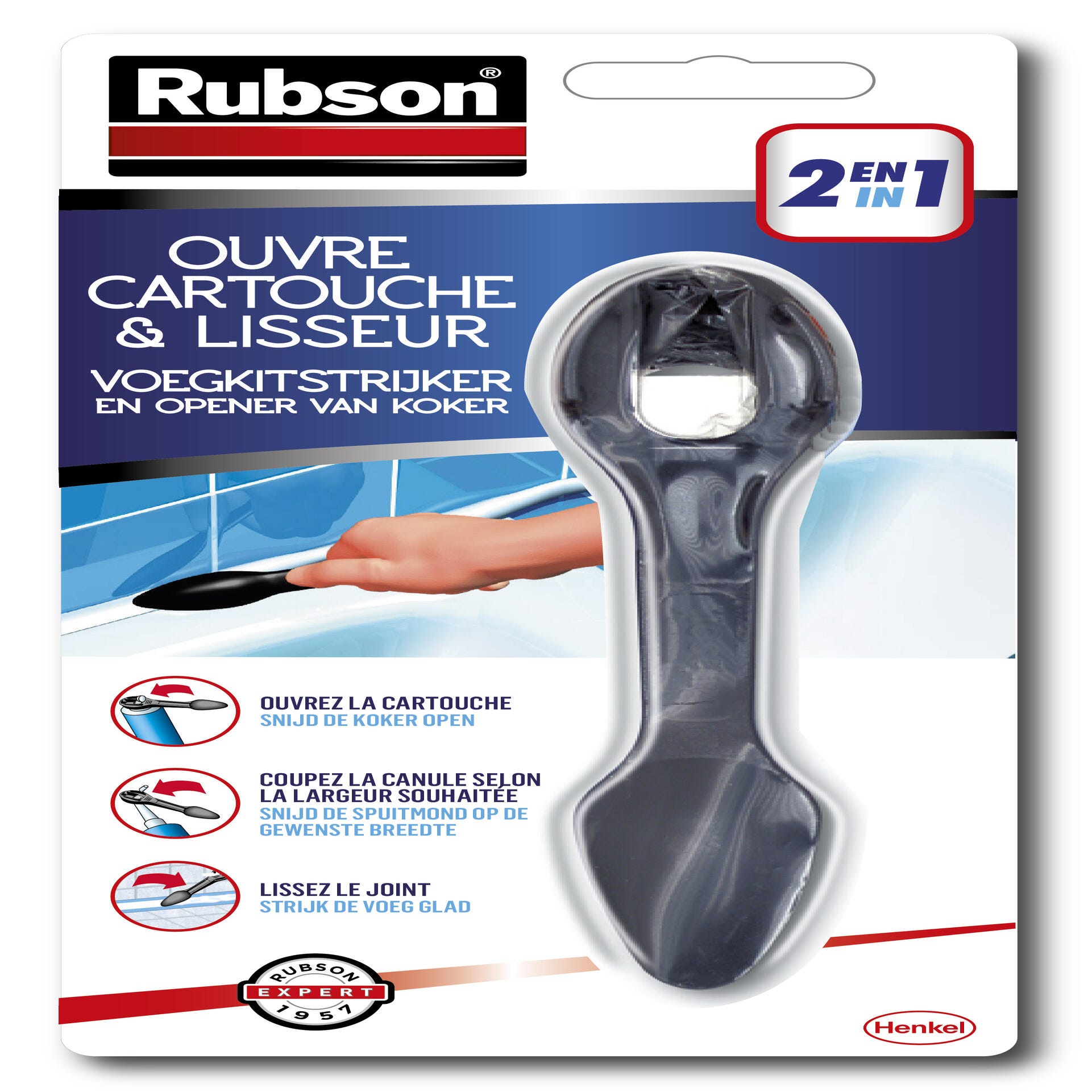 Tube enlève-joint pour mastic silicone RUBSON, transparent 1