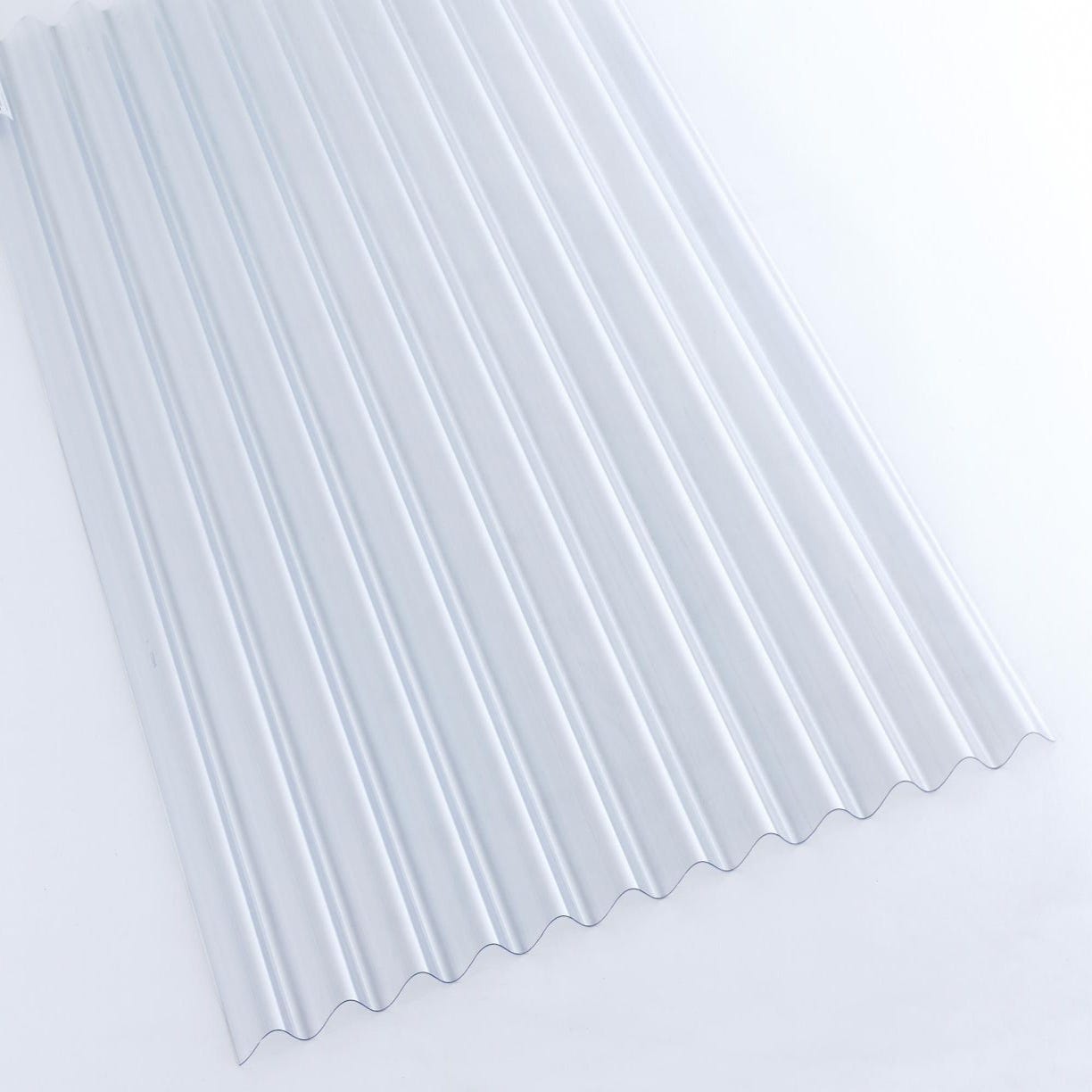 Plaque PVC ondulée (PO 76/18 - petites ondes) Transparent, l : - 90cm, L :  - 3m