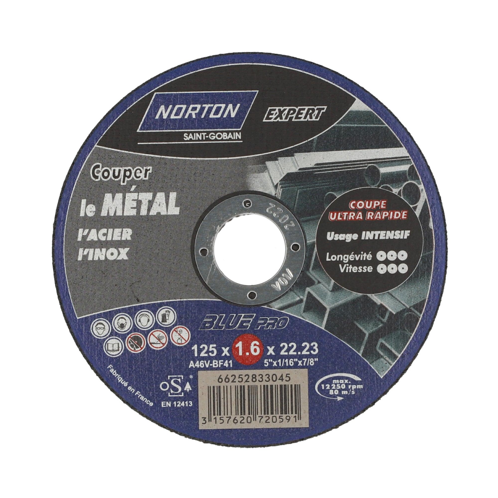 Disque de meulage métal Norton 125x6x22,2 mm