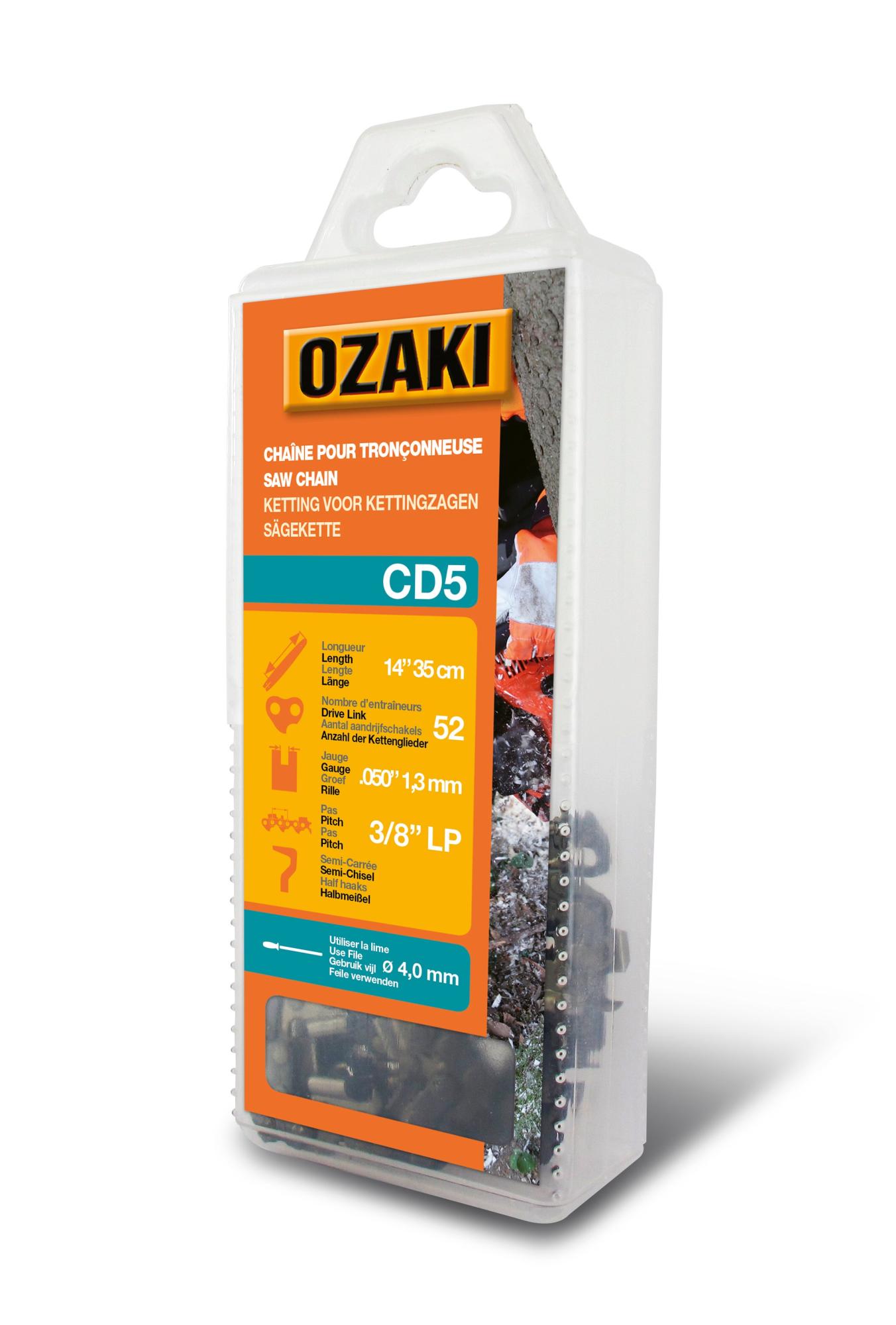 Chaîne de tronçonneuse OZAKI CD5 Pas de 3/8LP Jauge 1,3mm 35cm 52