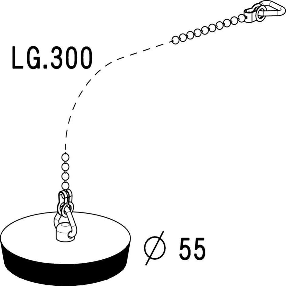 Bouchon pour évier, anneau et chaine ,30 cm, Diam.35 mm