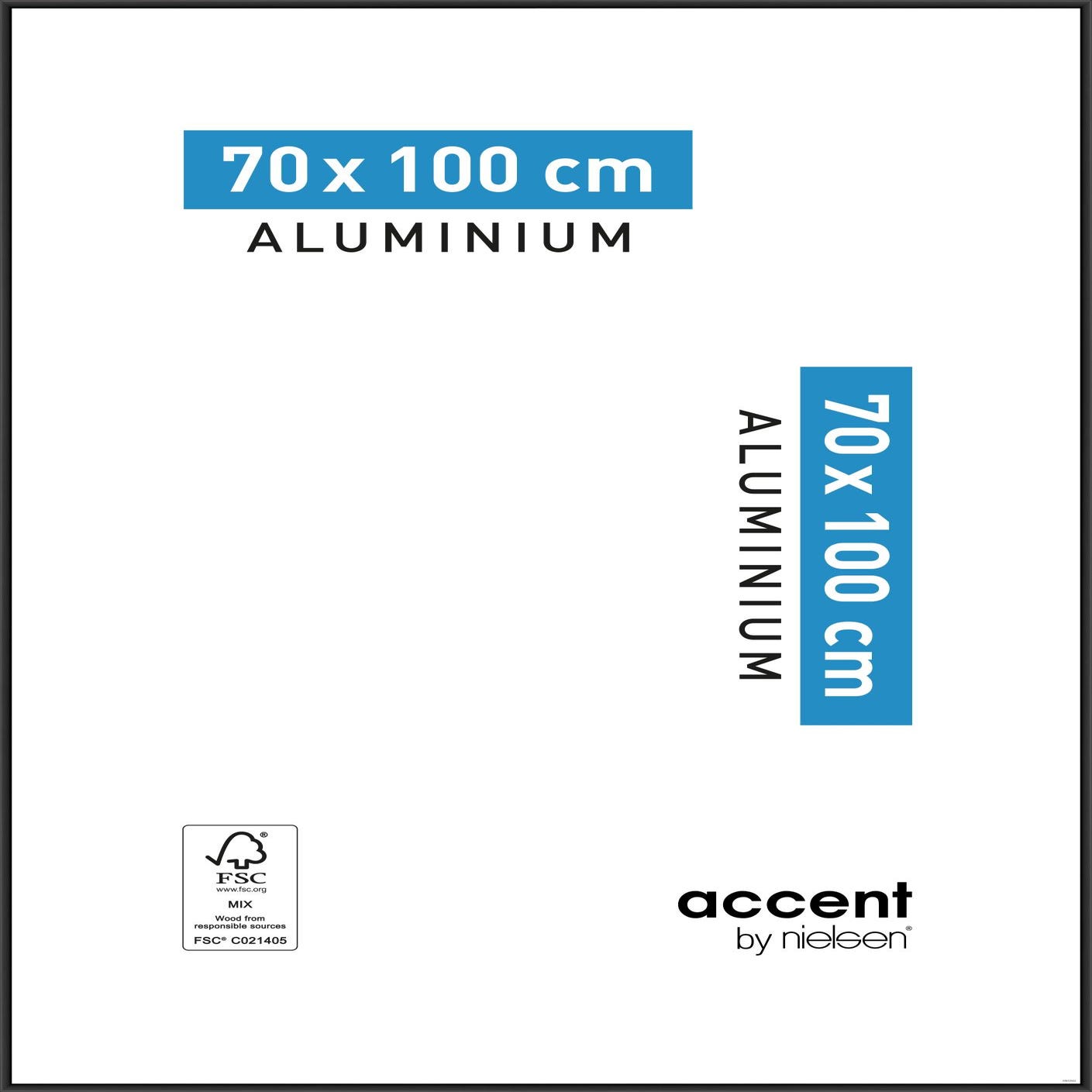Cadre Accent premium, H.100 x l.70 cm, aluminium noir, NIELSEN