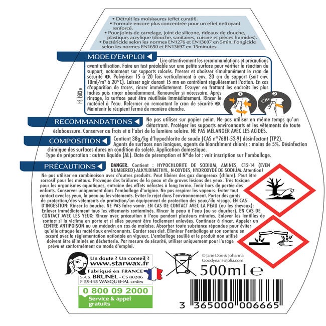 STARWAX Anti-moisissures pour Joints et Salle de Bains - 500ml
