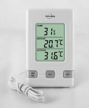 Thermomètre d'intérieur et d'extérieur, type moderne, avec sonde réglable  en degrés Celsius ou Fahrenheit, affichage des degrés minimum ou maximum :  : Terrasse et Jardin