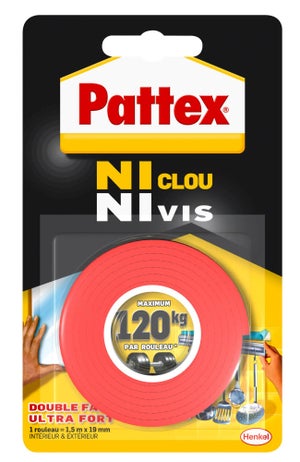 PATTEX Colle de fixation Ni clou ni vis Chrono Invisible 310 g/320ml