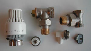 Kit robinet radiateur équerre + coude 1/2 rond, chromé, blanc ou noir