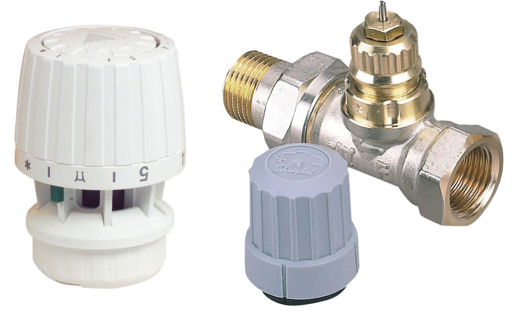 thermostatique droit 15/21 mâle / femelle laiton blanc DANFOSS