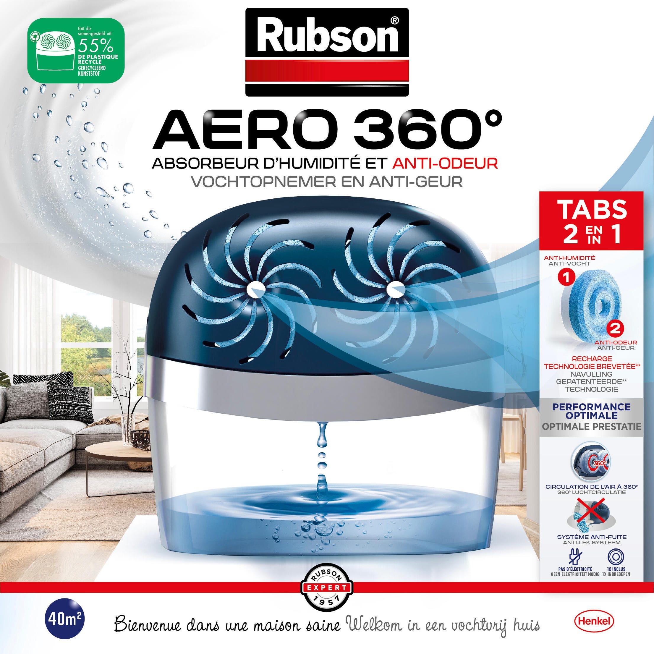 Rubson aero 360° aroma recharge en tabs à la lavande pour