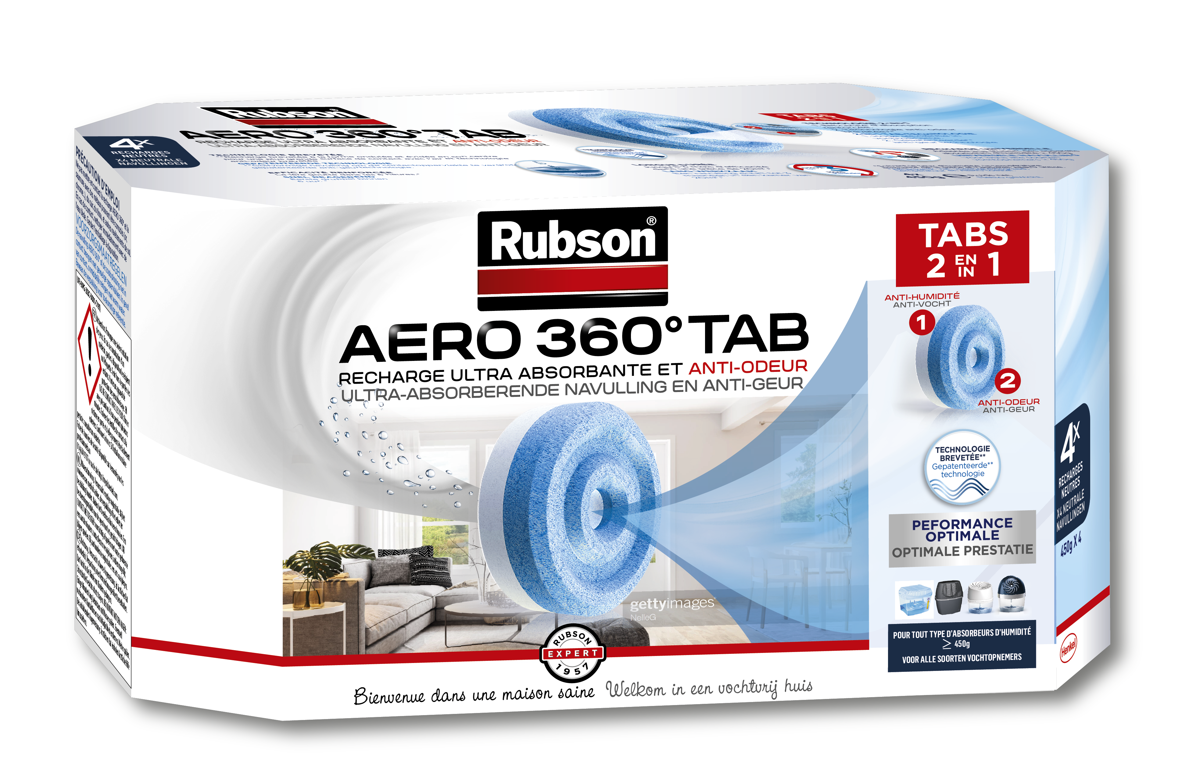 Lot de 6 recharges tablette pour absorbeur d'humidité RUBSON Aéro