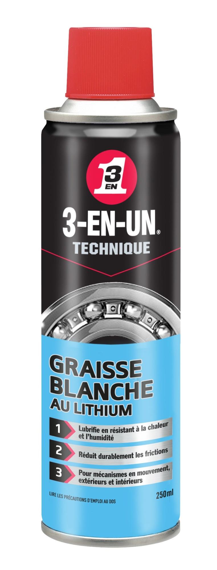 3-EN-UN TECHNIQUE Graisse Blanche au Lithium aérosol - 250 ml - Cdiscount  Auto