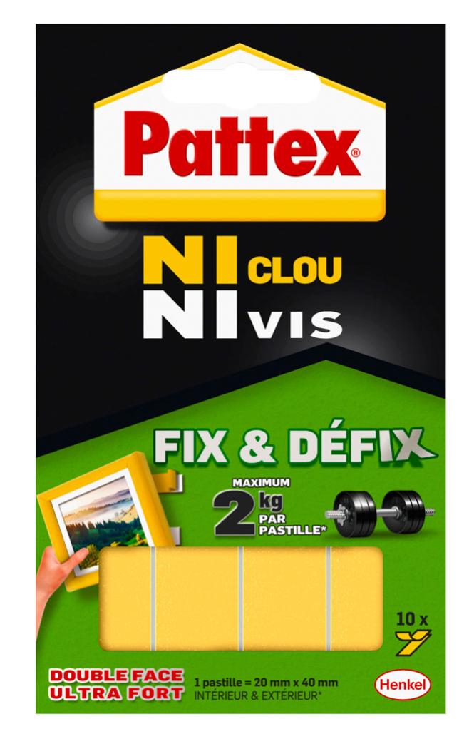 pattex NIclou NIvis10 pastilles adhésives double face multi-usages 2k 20X40mm 